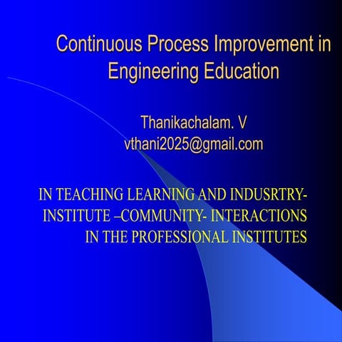 Continuous Improvement  in an Engineering College