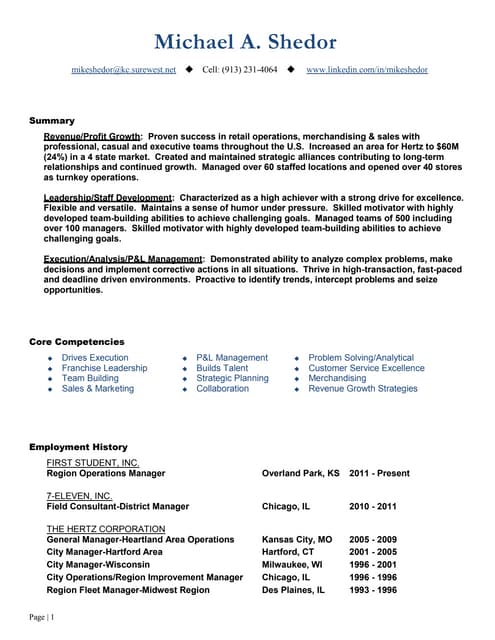 process improvement resumes