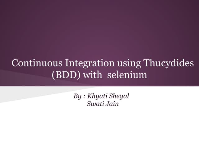 Continuous integration using thucydides(bdd) with selenium