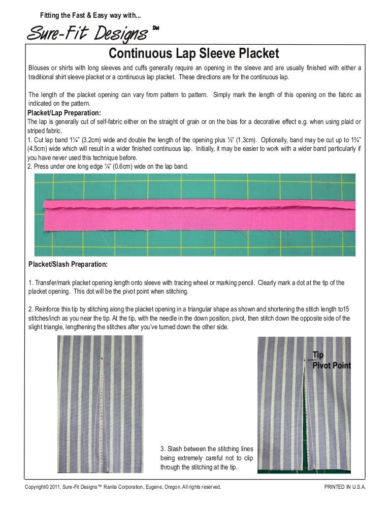Continuous lap placket