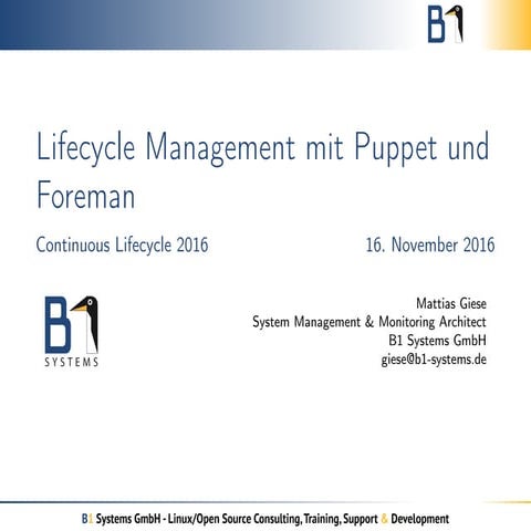 Lifecycle Management mit Puppet und Foreman
