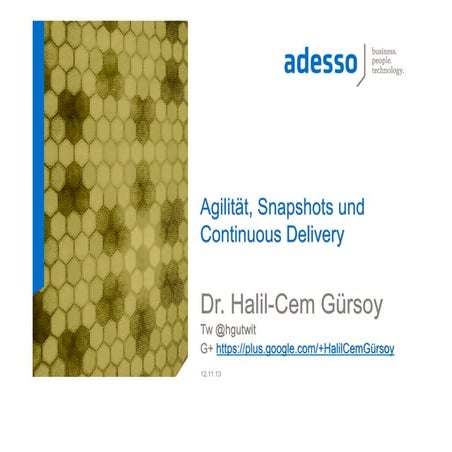 Agilität, Snapshots und Continuous Delivery