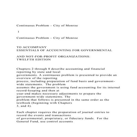 Continuous Problem – City of Monroe  1Continuous Probl.docx