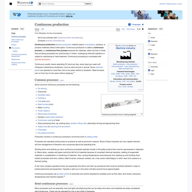 Continuous production - Wikipedia Continuous production | PDF