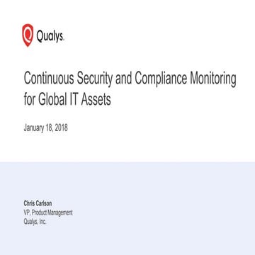 Webcast Series #1: Continuous Security and Compliance Monitoring for Global I...