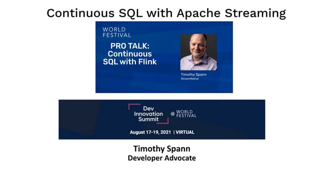 Continuous SQL with Apache Streaming (FLaNK and FLiP)