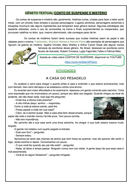 Conto de suspense e atividade. | PDF