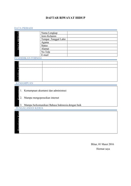 Daftar riwayat hidup | PDF