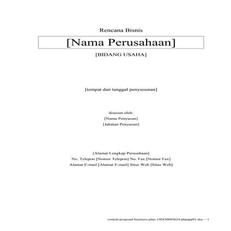 Contoh Proposal Usaha atau Rencana Bisnis