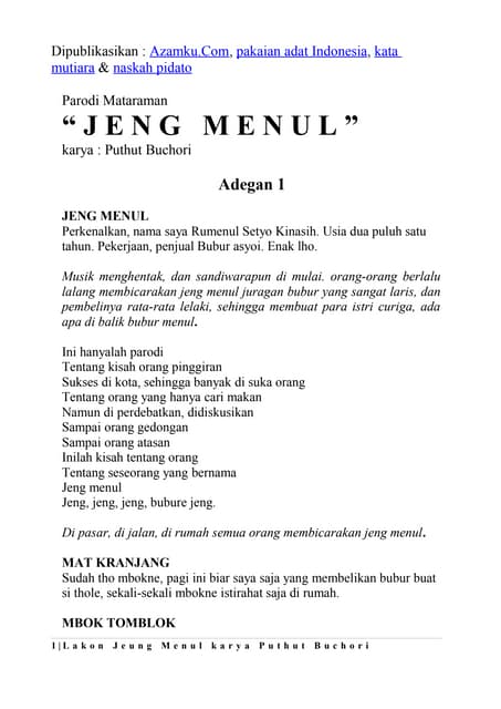 Contoh Naskah Drama Komedi