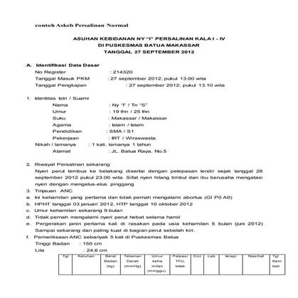 Contoh askeb persalinan normal