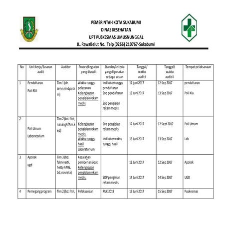 Contoh audit plan dan instrumen audit pkm
