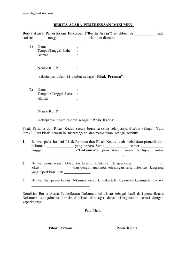 Contoh berita acara pemeriksaan dokumen