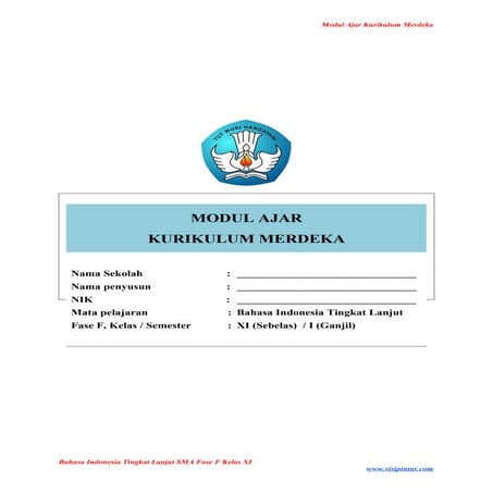 Modul Ajar Bahasa Indonesia Tingkat Lanjut SMA Kelas 11 Kurikulum Merdeka