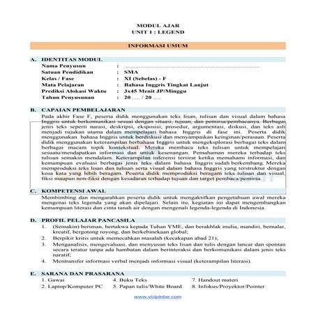 Modul Ajar Bahasa Inggris Tingkat Lanjut SMA Kelas 11 Kurikulum Merdeka