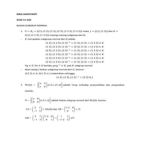 Contoh bukan subgrup normal