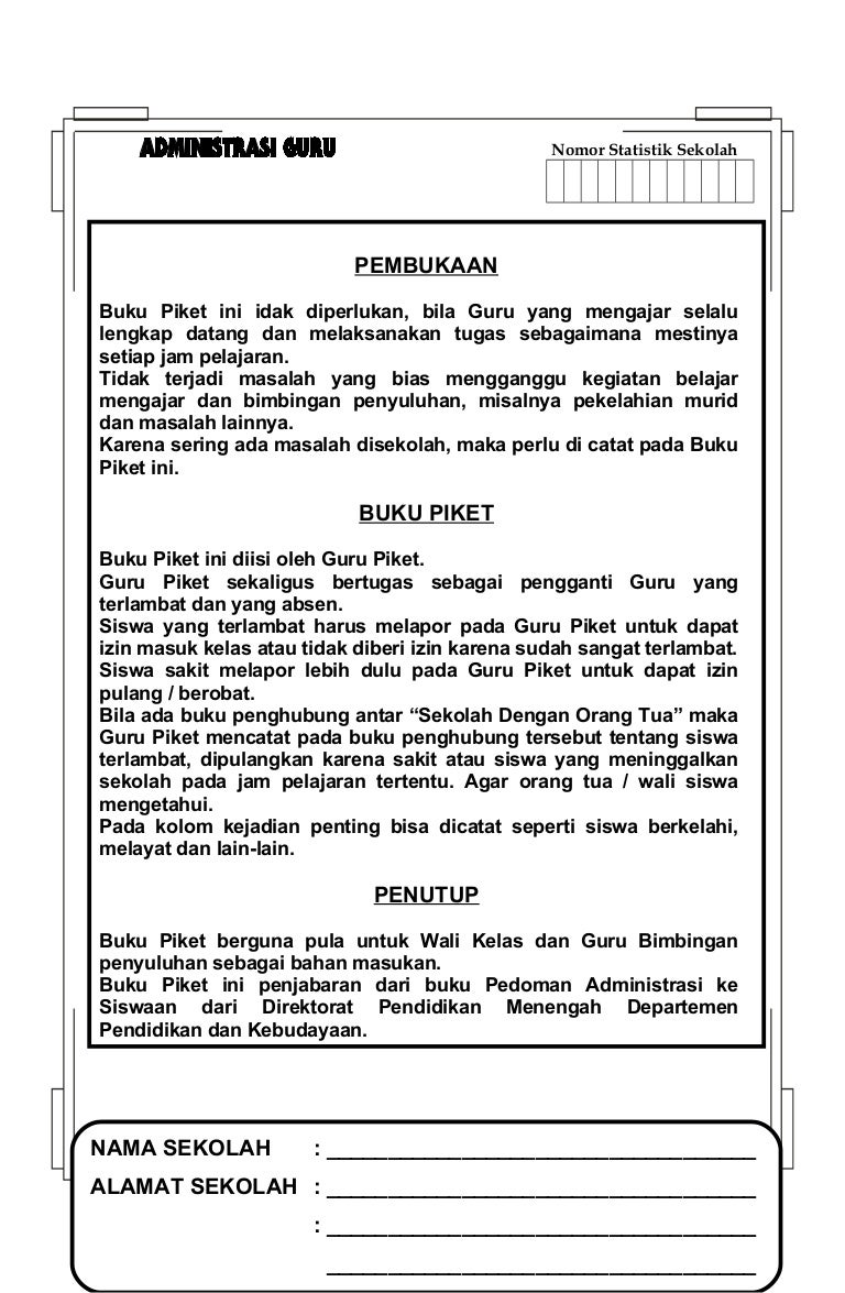 Administrasi Guru Piket Contoh buku piket administrasi tata usaha sekolah terbaru tahun 2015…