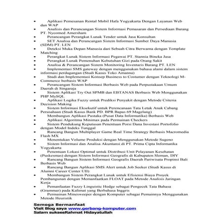 Contoh daftar judul skripsi teknik informatika