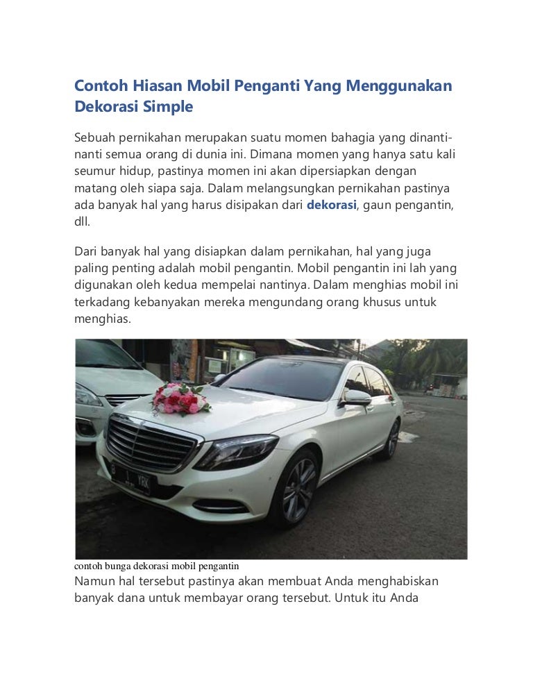 Contoh Hiasan Mobil Penganti Yang Menggunakan Dekorasi Simple