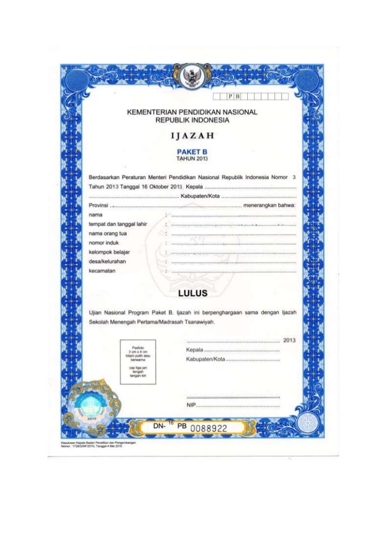 Contoh ijazah paket b Contoh ijazah paket b