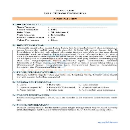 Modul Ajar Informatika SMA Kelas 11 Kurikulum Merdeka