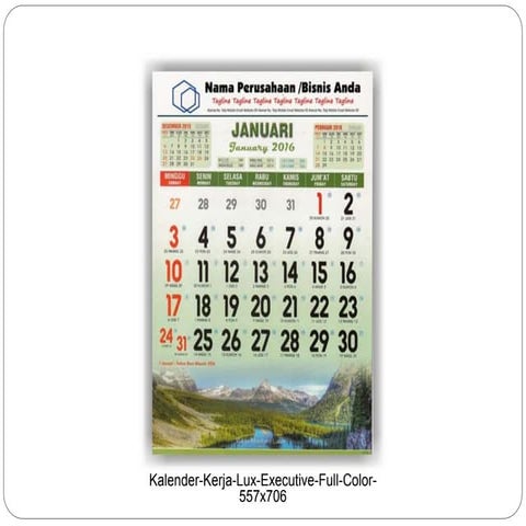 Contoh kalender kerja banyak pilihan desain