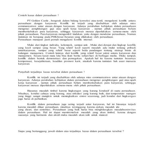 Contoh kasus dalam perusahaan