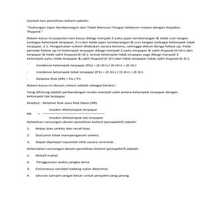 Contoh lain penelitian kohort adalah