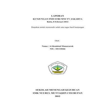Contoh laporan kunjungan industri