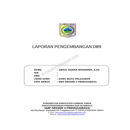 Contoh laporan pengembangan diri