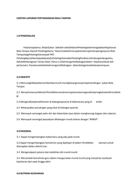 Contoh Laporan Pertandingan Bola Tampar