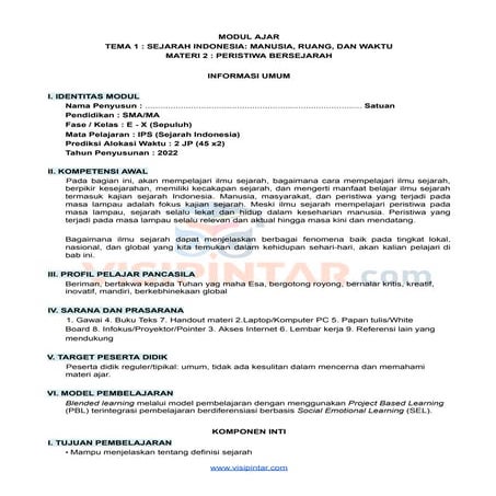 Modul Ajar Sejarah SMA Kelas 10 Kurikulum Merdeka