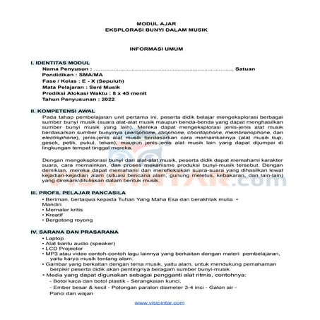 Modul Ajar Seni Musik SMA Kelas 10 Kurikulum Merdeka