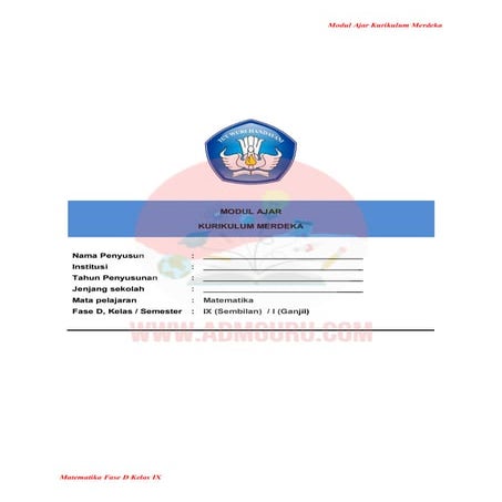 Modul Ajar Matematika Kelas 9 Kurikulum Merdeka
