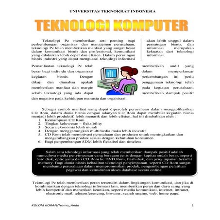 Contoh naskah kolom koran