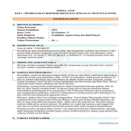 Modul Ajar PAI SMA Kelas 11 Kurikulum Merdeka