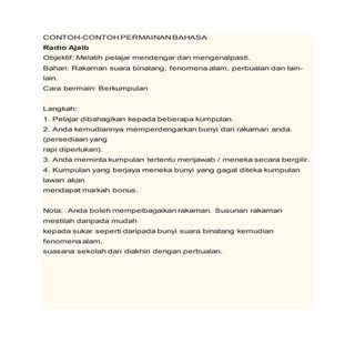 CONTOH PERMAINAN BAHASA