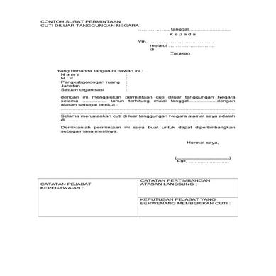 Contoh permintaan cuti