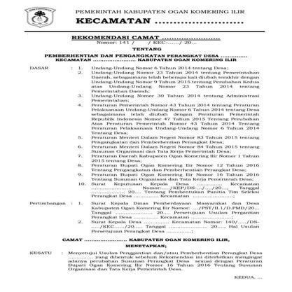 Contoh persetujuan camat