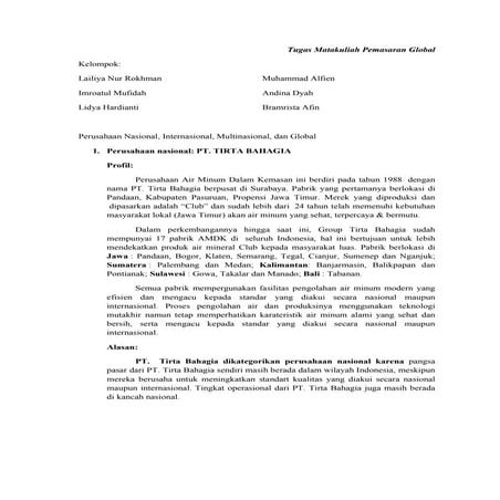 Contoh perusahaan nasional, internasional, multinasional, globlal