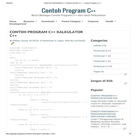Contoh program c++ kalkulator