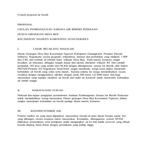 Contoh proposal air bersih