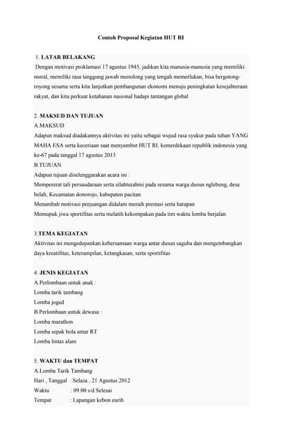Proposal Peringatan HUT RI (Example) Proposal Peringatan HUT RI (Example)