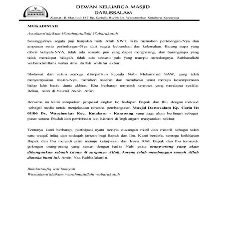 Contoh proposal pembangunan masjid