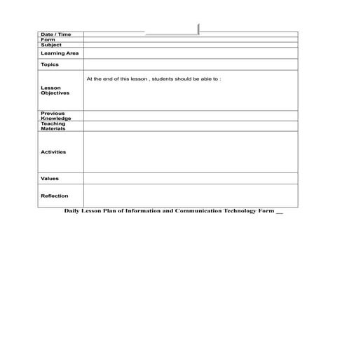 Daily lesson plan ict form 5 | DOCX