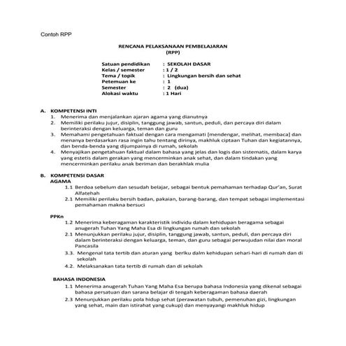 Contoh rpp kurikulum 2013