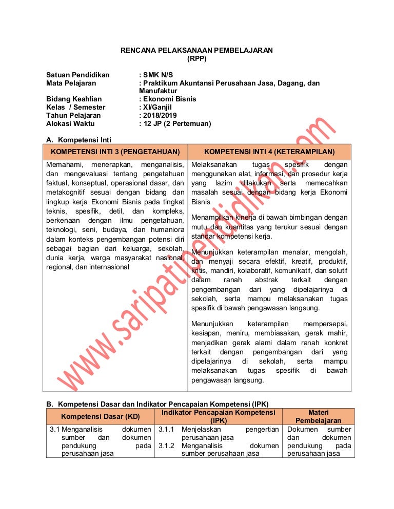 Contoh Rpp Praktikum Akuntansi Perusahaan Jasa Dan Mnf Xi
