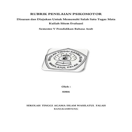 Contoh rubrik penilaian psikomotorik