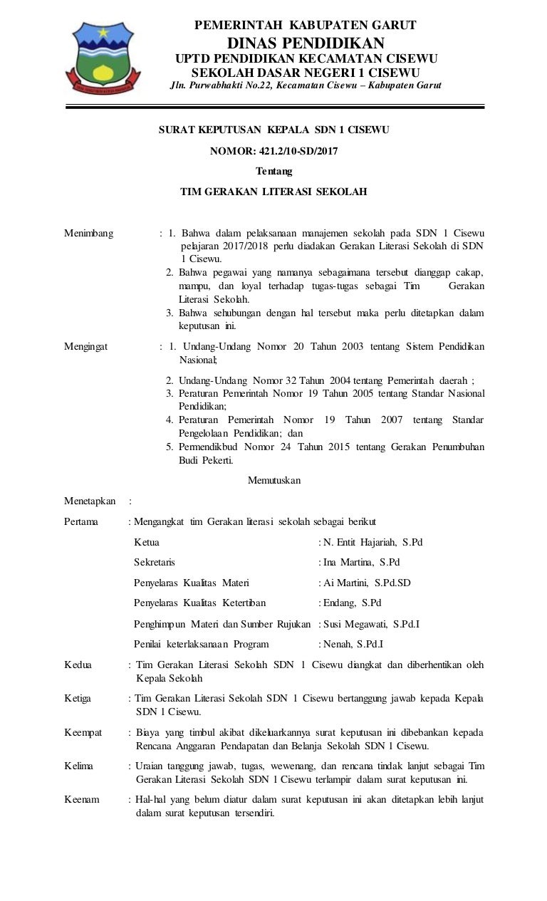 Contoh sk gerakanliterasisekolah