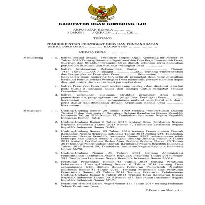 Contoh sk perangkat desa